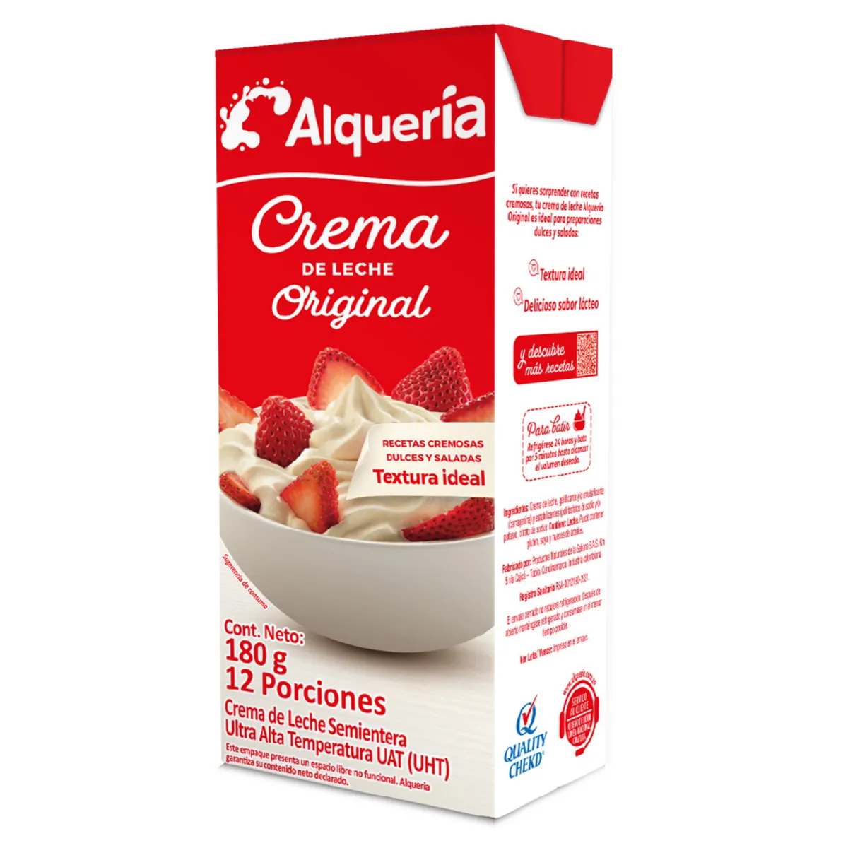 ALQUERIA - Crema de Leche Original 180 g Tetrapack