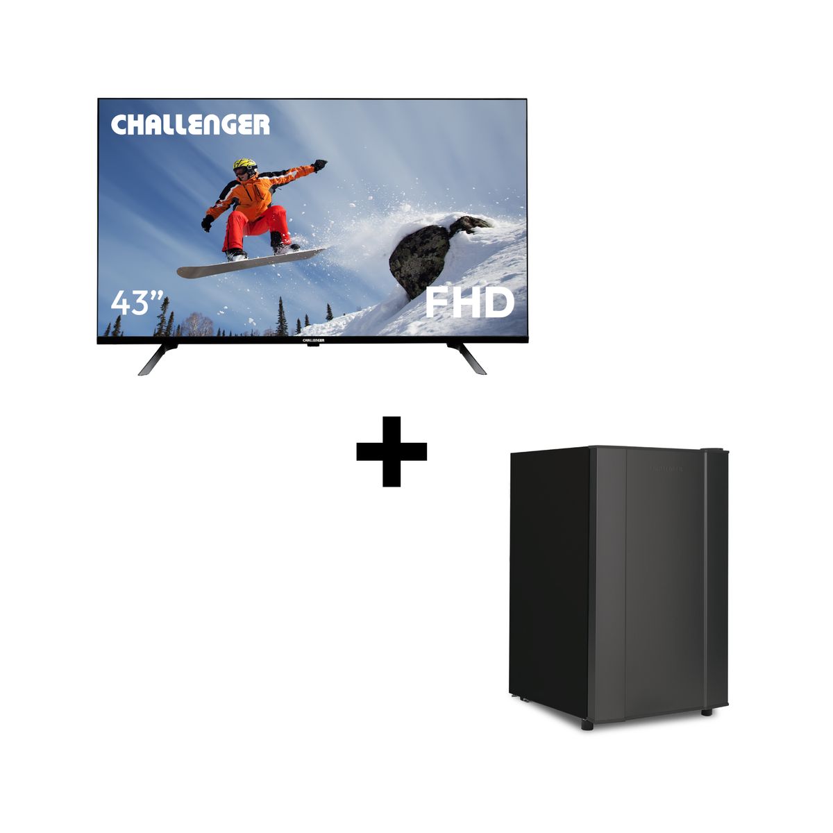 CHALLENGER - Televisor 43 pulgadas + Minibar 121 Litros + CR121 - LED 43KG90 BT T2 GOOGLETV - Challenger