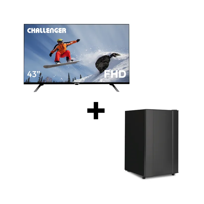 CHALLENGER - Televisor 43 pulgadas + Minibar 121 Litros + CR121 - LED 43KG90 BT T2 GOOGLETV - Challenger