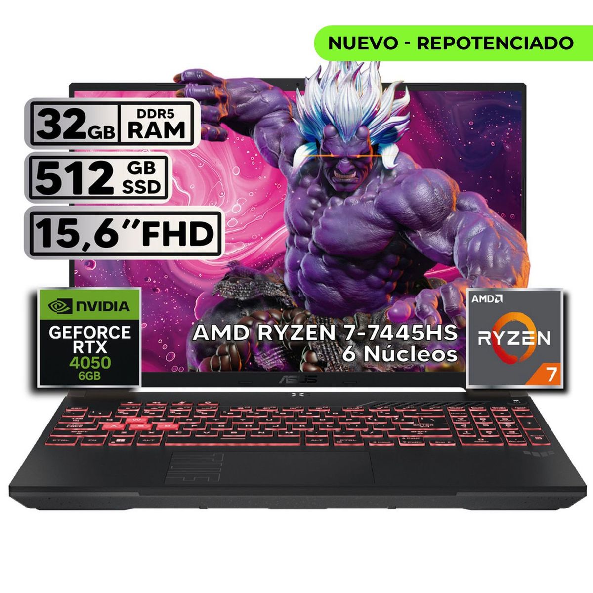 ASUS - ASUS TUF GAMING A16 RYZEN 7 32GB 512GB RTX 4050 16″ FHD+ 144HZ W11