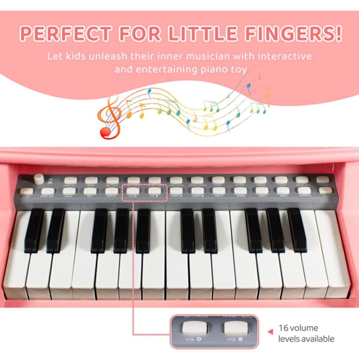 GENERICO - Juguete Musical Teclado Para Niños Rosa Con Micrófono Asiento