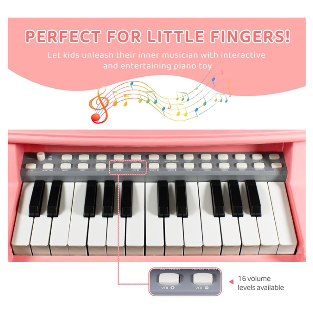 GENERICO - Juguete Musical Teclado Para Niños Rosa Con Micrófono Asiento