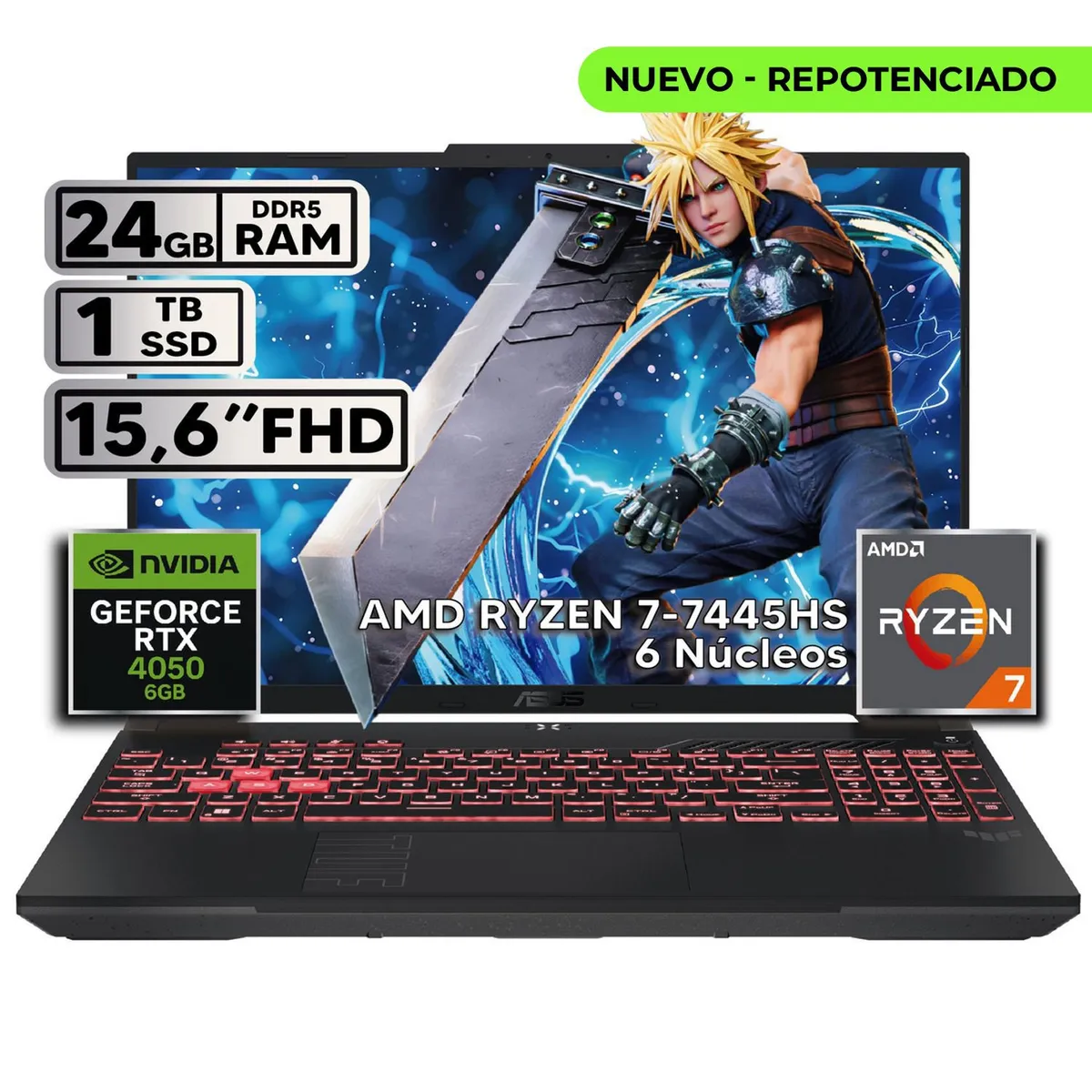 ASUS - ASUS TUF GAMING A16 RYZEN 7 24GB 1TB RTX 4050 16″ FHD+ 144HZ W11