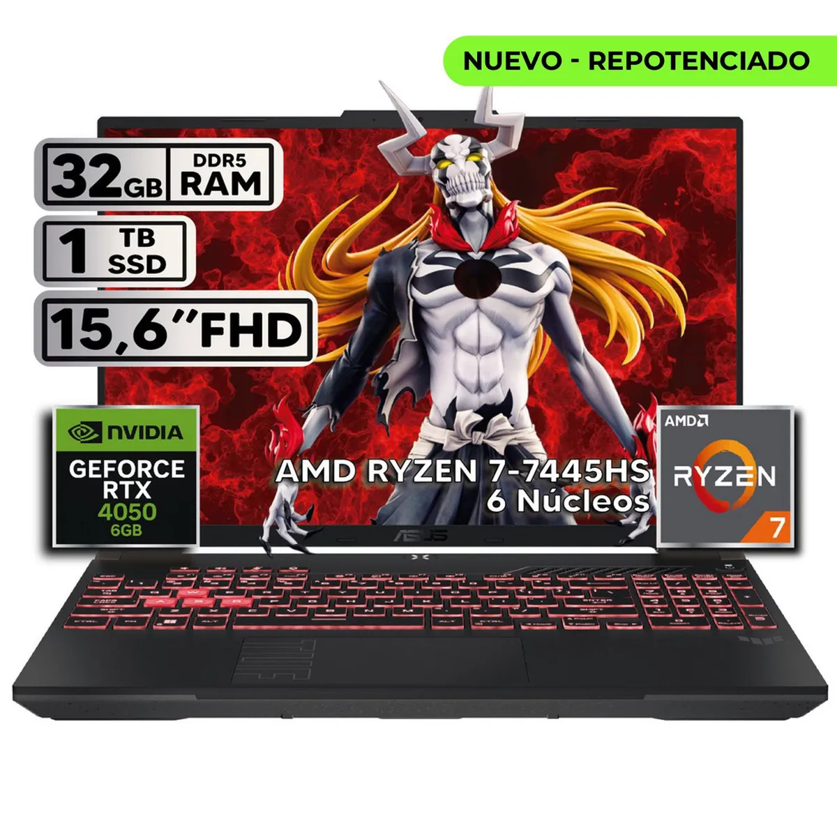 ASUS - ASUS TUF GAMING A16 RYZEN 7 32GB 1TB RTX 4050 16″ FHD+ 144HZ W11