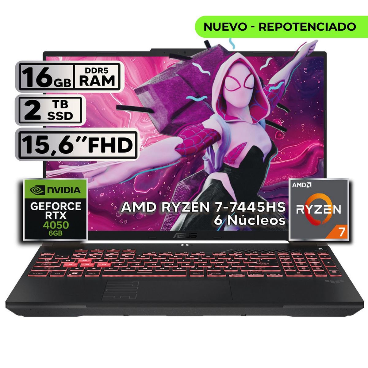 ASUS - ASUS TUF GAMING A16 RYZEN 7 16GB 2TB RTX 4050 16″ FHD+ 144HZ W11
