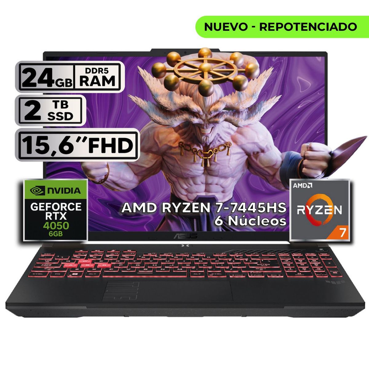 ASUS - ASUS TUF GAMING A16 RYZEN 7 24GB 2TB RTX 4050 16″ FHD+ 144HZ W11