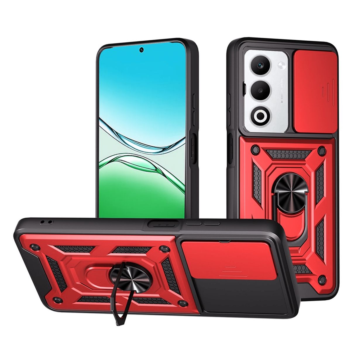 GENERICO - Funda Case Protector Cámara Slider Compatible Oppo A5 5G Rojo