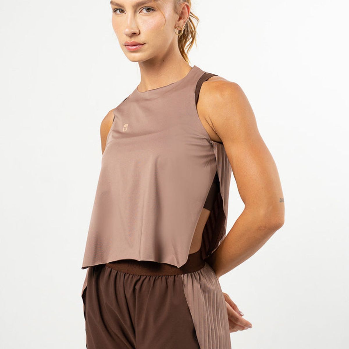 NO RULES - Esqueleto Pleat Tank Top Mocca