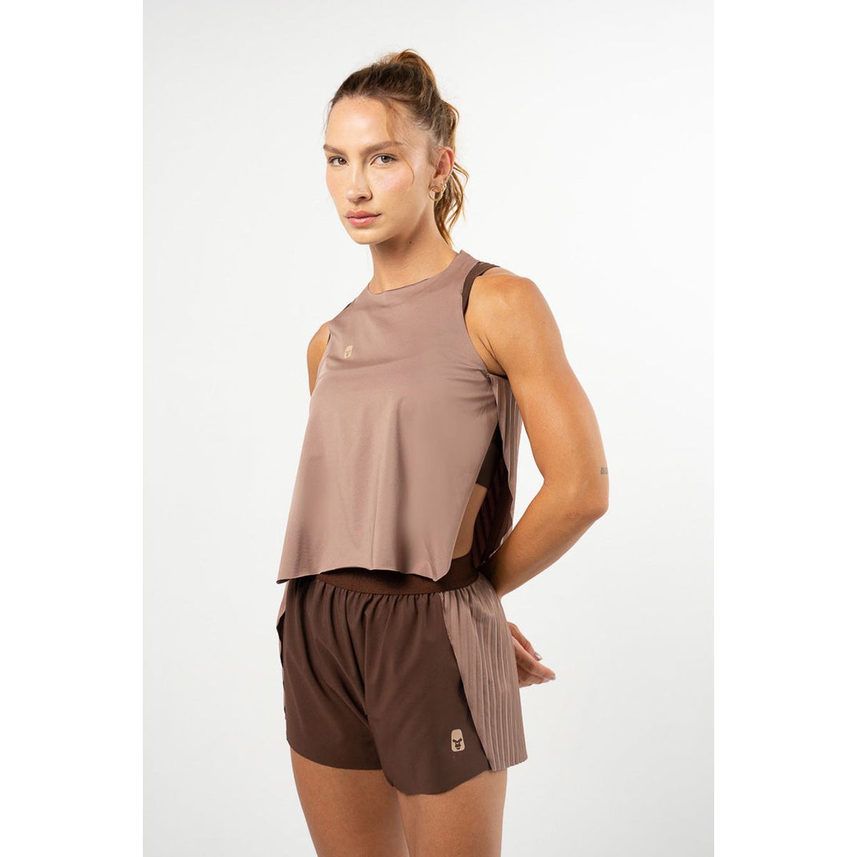 NO RULES - Esqueleto Pleat Tank Top Mocca
