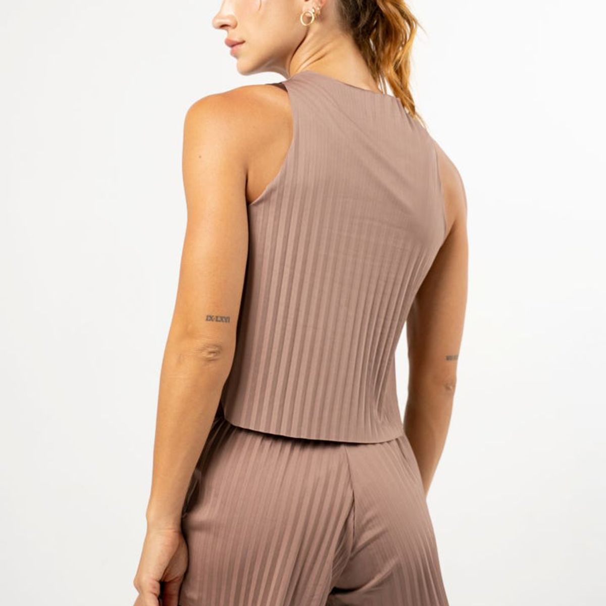 NO RULES - Esqueleto Pleat Tank Top Mocca