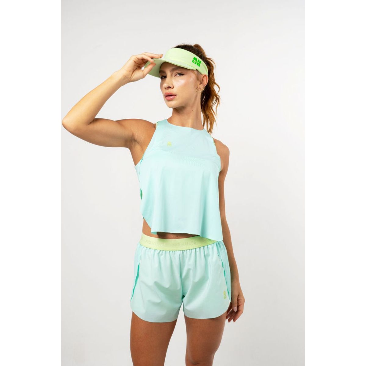 NO RULES - Esqueleto Pleat Tank Top Aqua Light