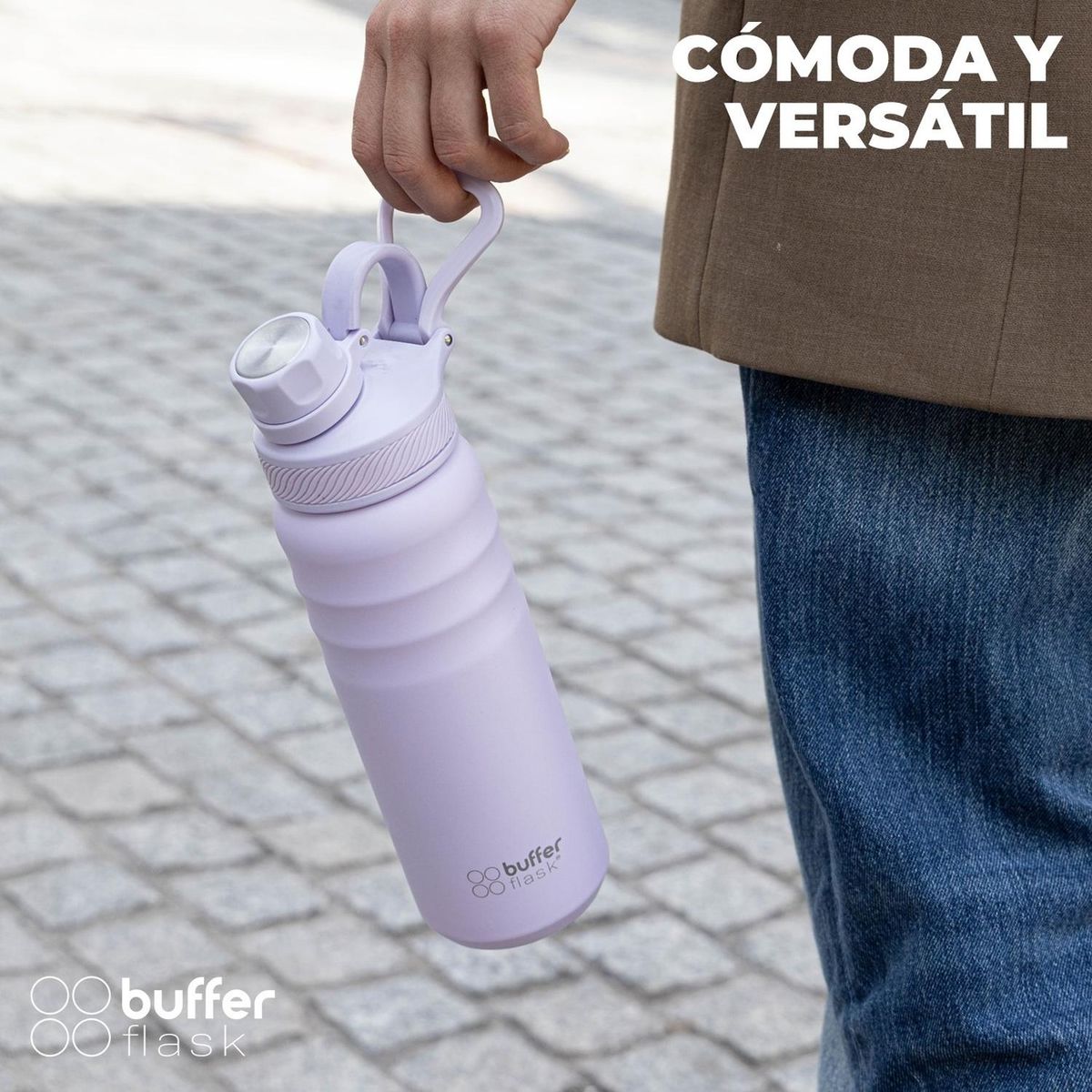 BUFFER FLASK - Termo Botella Termica Buffer 700ml Acero Inox Tapa Rosca - Lila