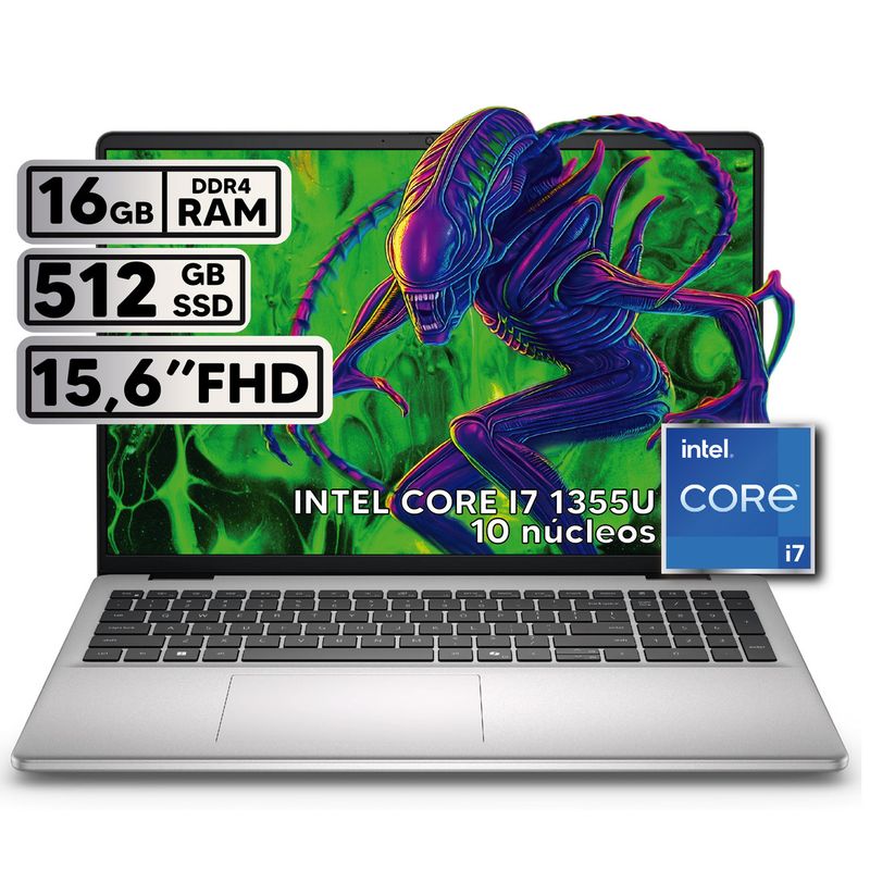 DELL - PORTÁTIL DELL INTEL CORE I7 1355U 16 GB RAM 512GB SSD 15,6″ FHD COLOR PLATINUM SILVER