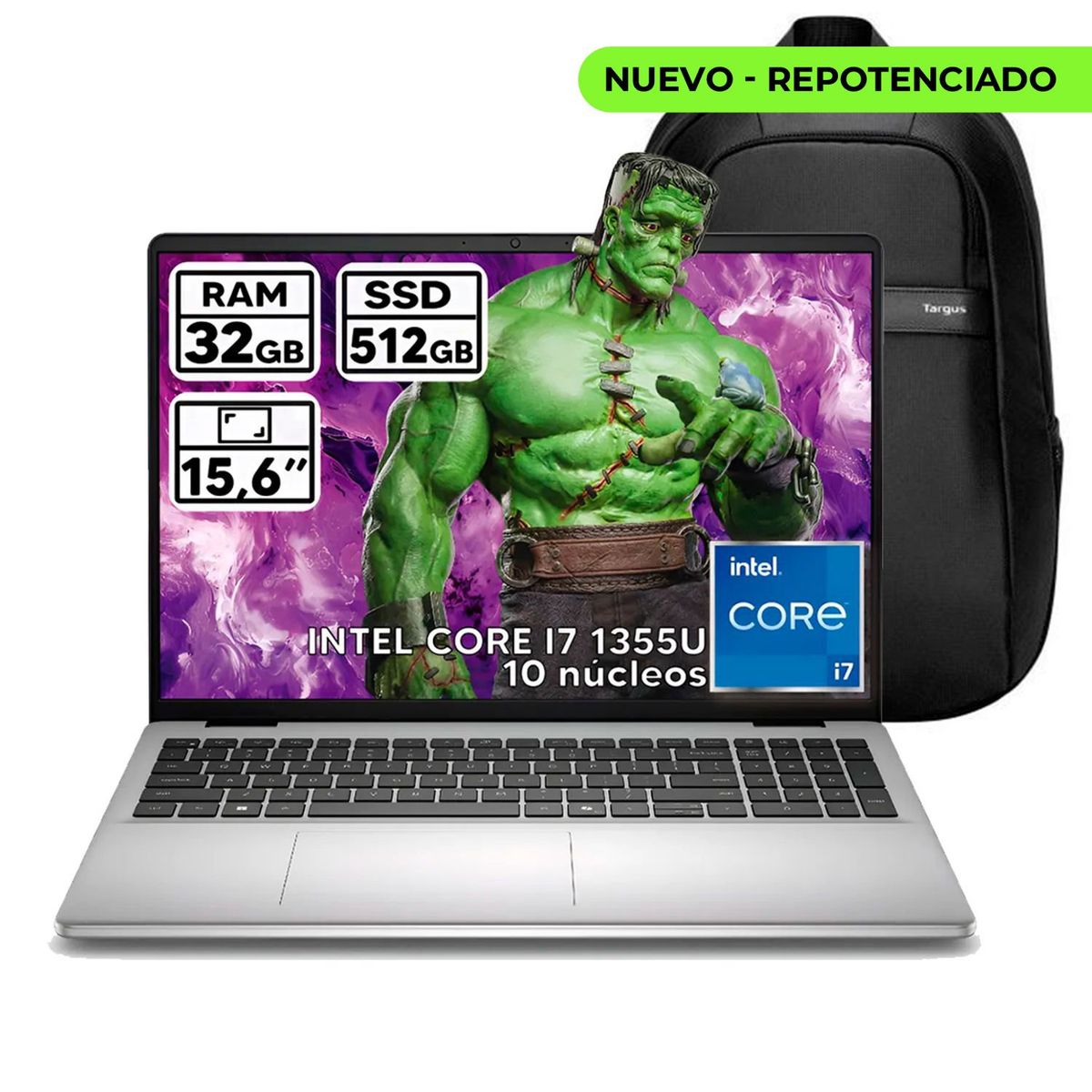 DELL - PORTÁTIL DELL INTEL CORE I7 1355U 32 GB RAM 512GB SSD 15,6″ FHD COLOR PLATINUM SILVER +BOLSO