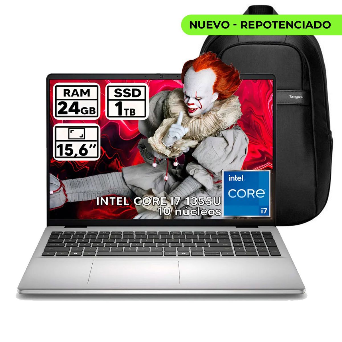 DELL - PORTÁTIL DELL INTEL CORE I7 1355U 24 GB RAM 1 TB SSD 15,6″ FHD COLOR PLATINUM SILVER + BOLSO