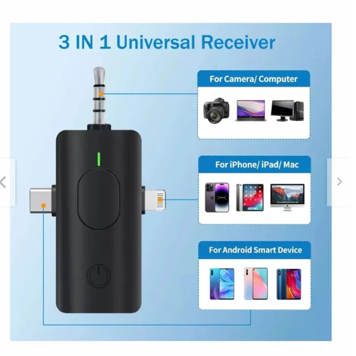GENERICO - Micrófono Inalámbrico Solapa 3 En 1 Profesional F11-2 X2