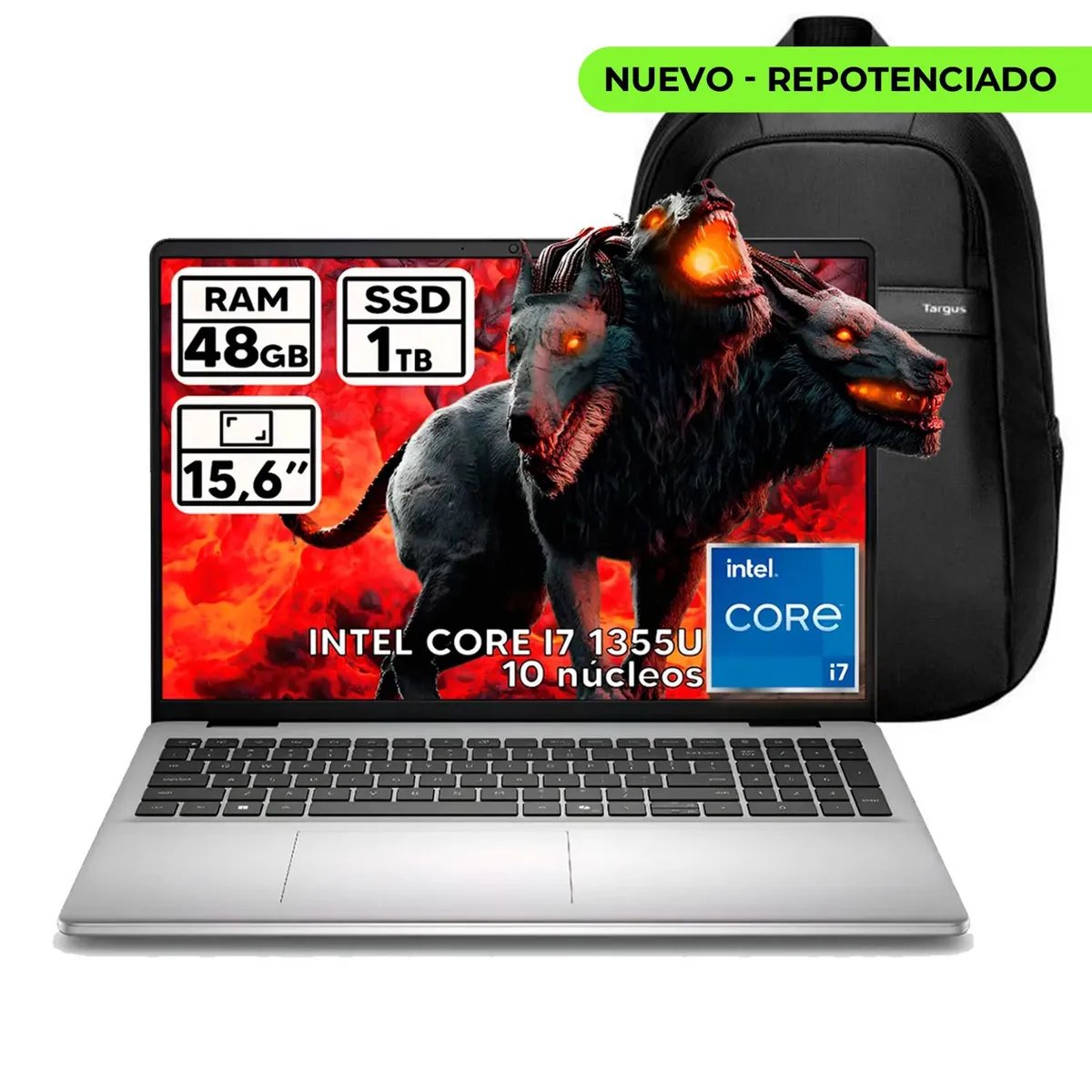DELL - PORTÁTIL DELL INTEL CORE I7 1355U 48 GB RAM 1TB SSD 15,6″ FHD COLOR PLATINUM SILVER +BOLSO