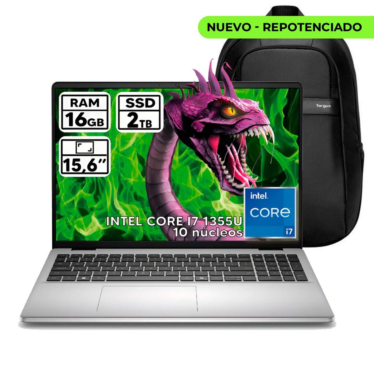 DELL - PORTÁTIL DELL INTEL CORE I7 1355U 16 GB RAM 2 TB SSD 15,6″ FHD COLOR PLATINUM SILVER +BOLSO