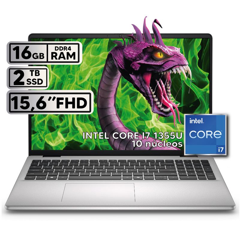 DELL - PORTÁTIL DELL INTEL CORE I7 1355U 16 GB RAM 2 TB SSD 15,6″ FHD COLOR PLATINUM SILVER