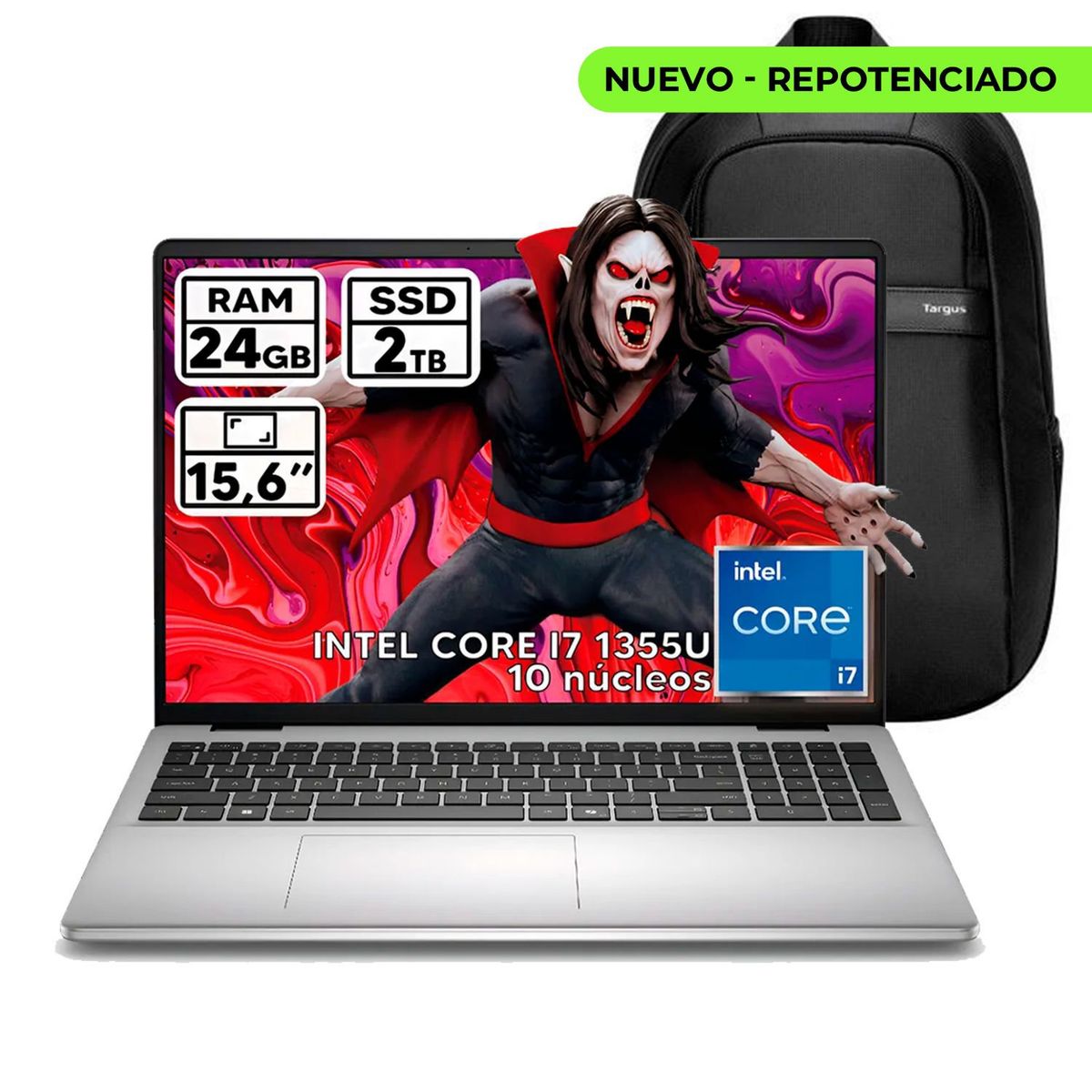DELL - PORTÁTIL DELL INTEL CORE I7 1355U 24 GB RAM 2 TB SSD 15,6″ FHD COLOR PLATINUM SILVER + BOLSO