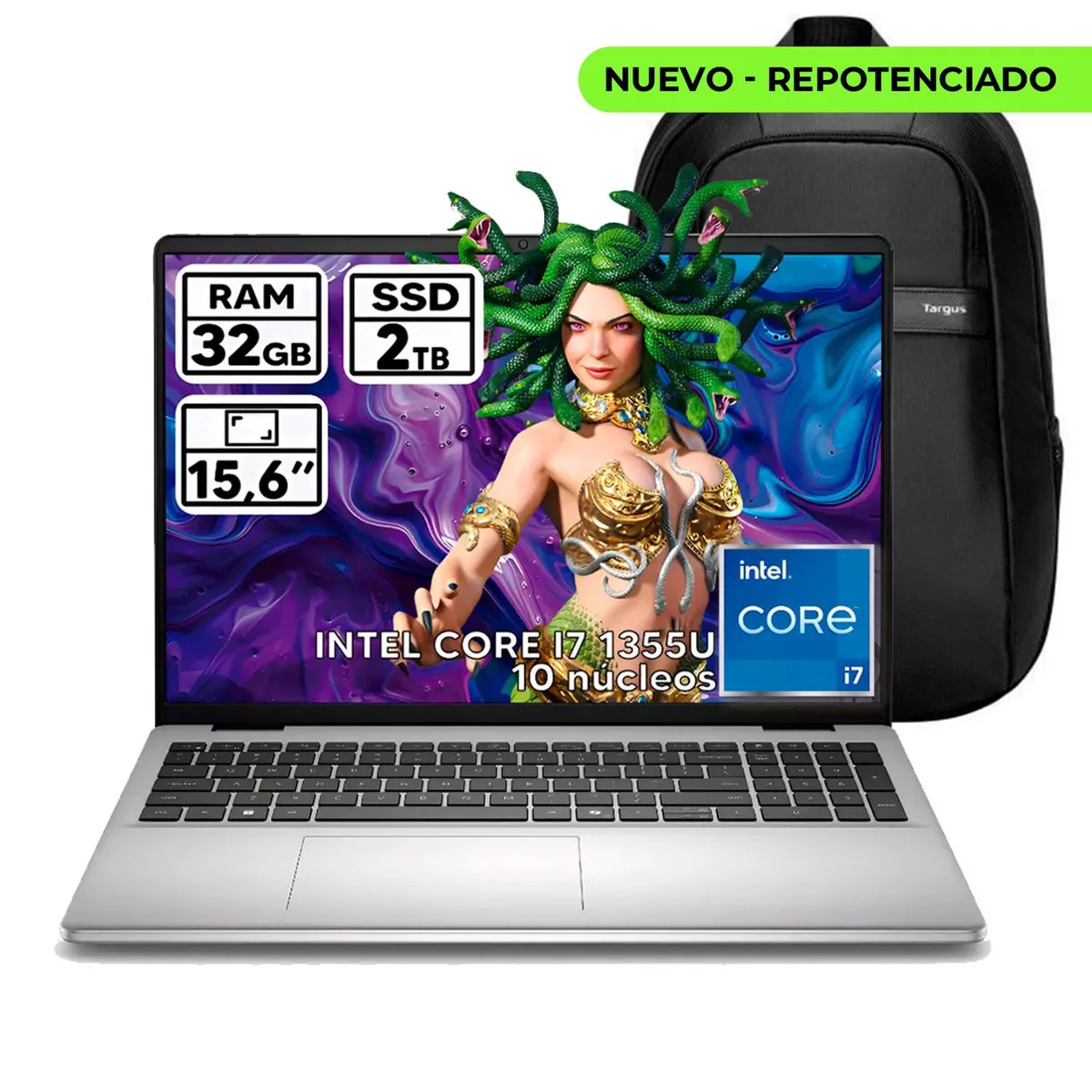 DELL - PORTÁTIL DELL INTEL CORE I7 1355U 32 GB RAM 2 TB SSD 15,6″ FHD COLOR PLATINUM SILVER + BOLSO
