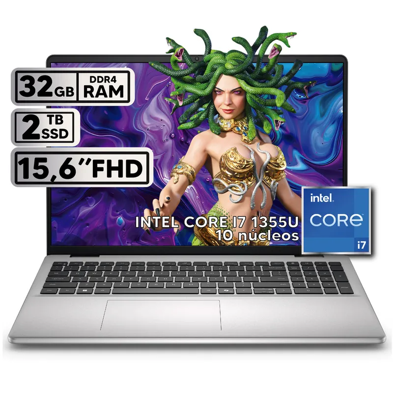 DELL - PORTÁTIL DELL INTEL CORE I7 1355U 32 GB RAM 2 TB SSD 15,6″ FHD COLOR PLATINUM SILVER