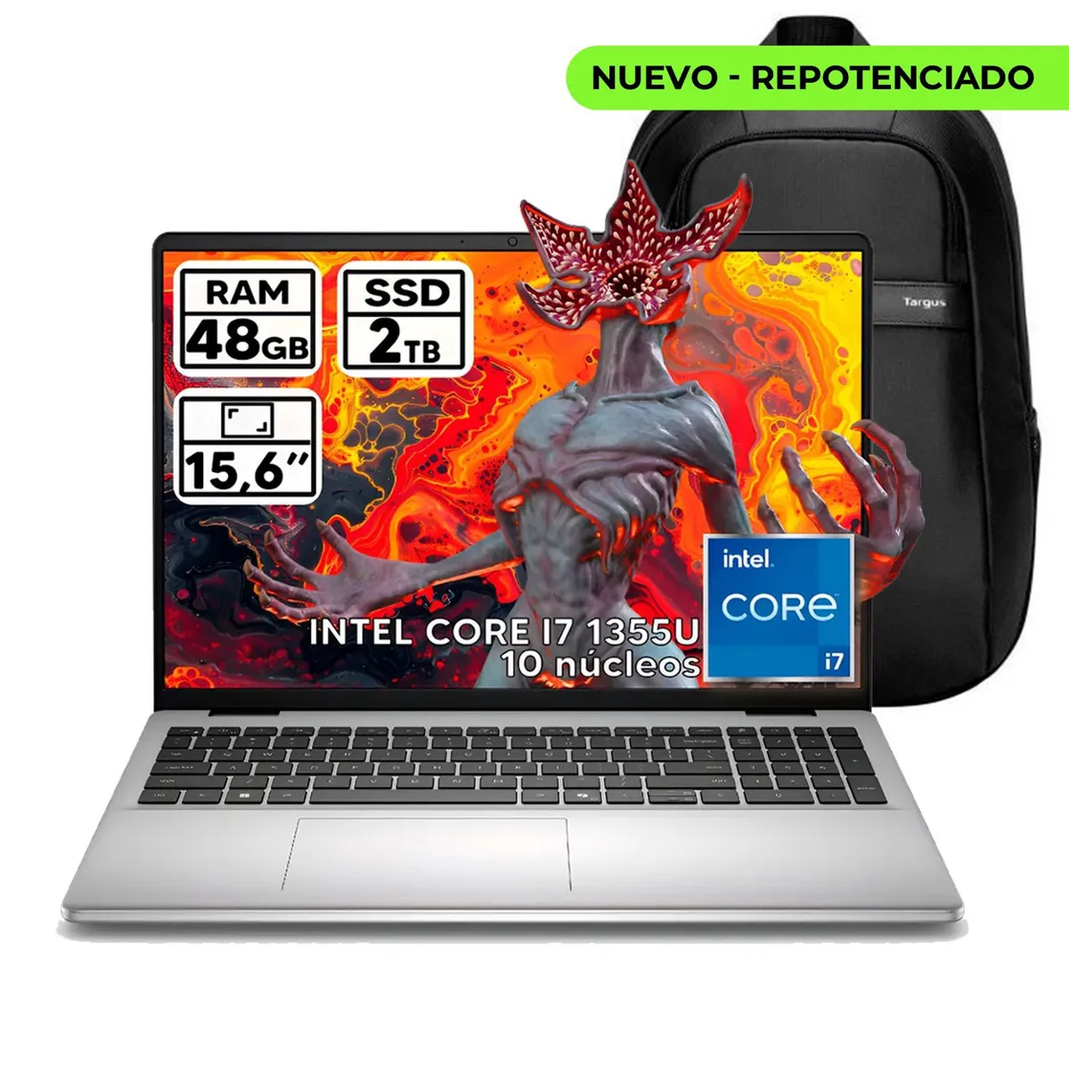 DELL - PORTÁTIL DELL INTEL CORE I7 1355U 48 GB RAM 2 TB SSD 15,6″ FHD COLOR PLATINUM SILVER + BOLSO