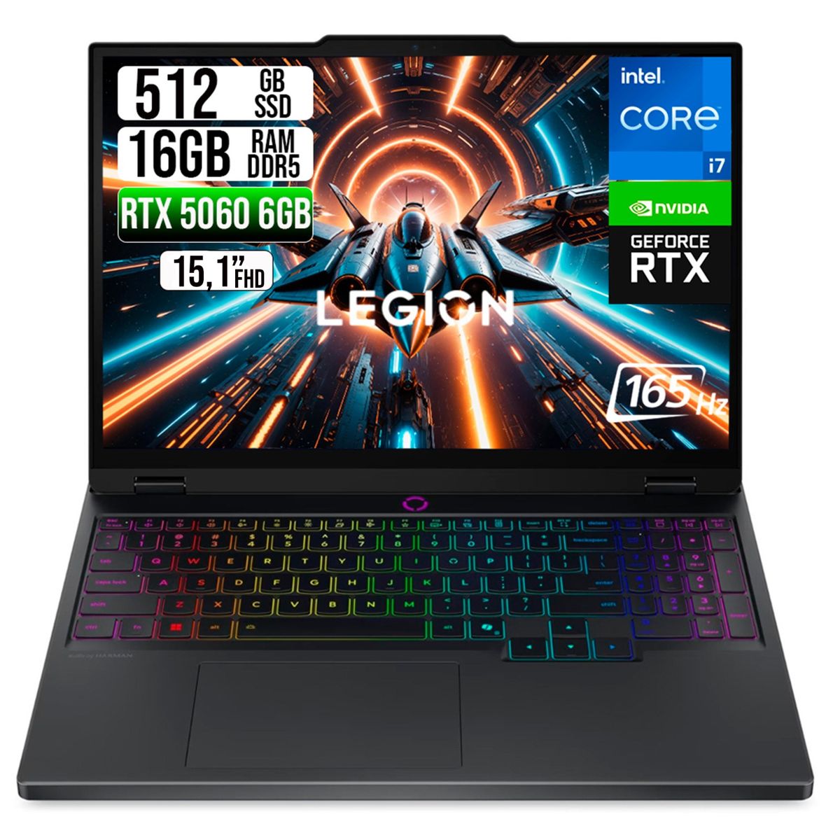 Lenovo - PORTATILE LENOVO LEGION INTEL CORE I7-14700HX RTX 5060 8GB SSD 512GB RAM 16GB 15.1" OLED WQXGA