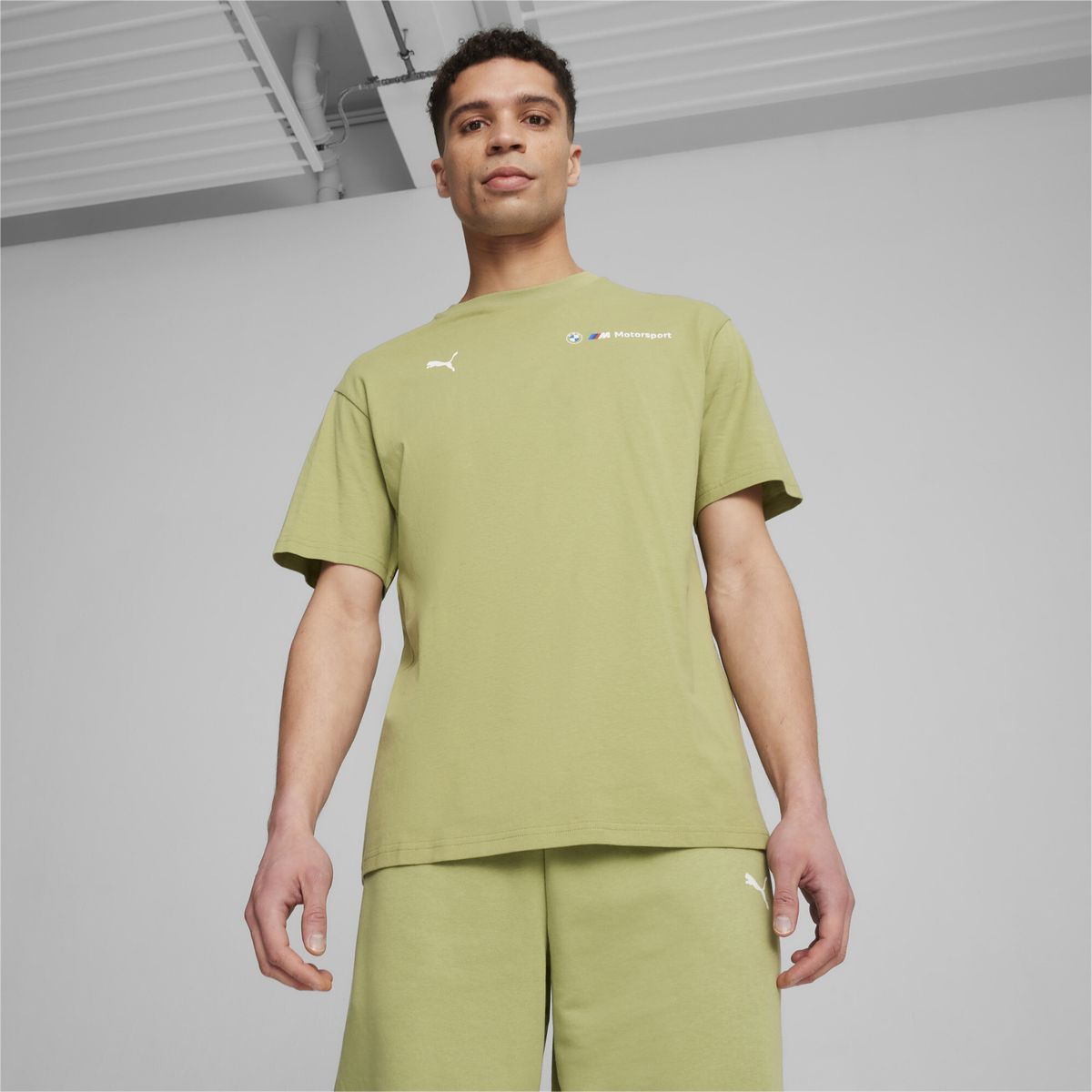 PUMA - Camisa Deportiva Puma Original Bmw Mms Ess Logo Verde Hombre