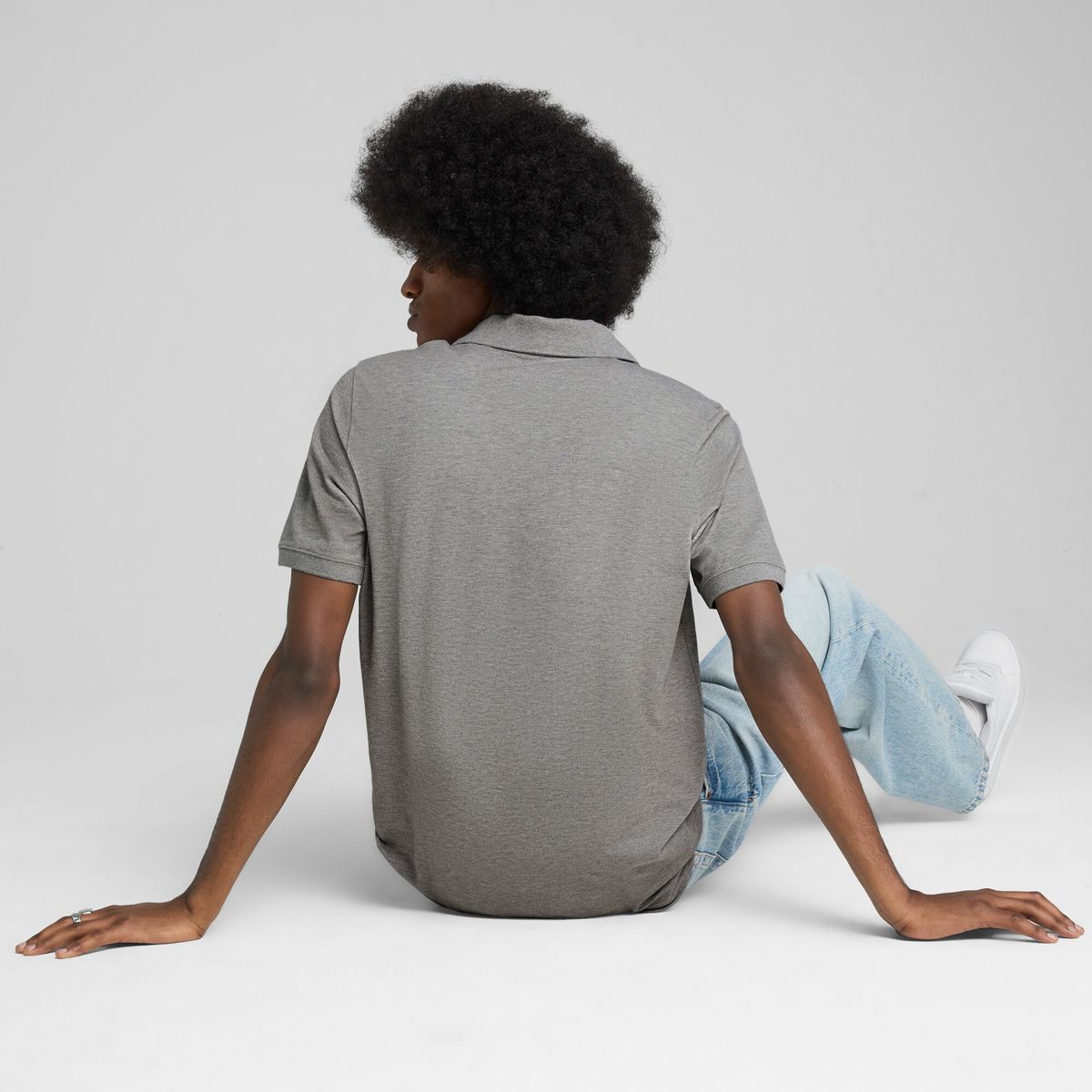 PUMA - Camisa Tipo Polo Puma Ess No.1 Logo Pique Gris Hombre