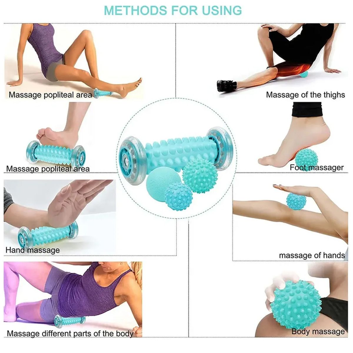 GENERICO - Masajeador Manual Corporal 4 Piezas Pies Y Cuerpo Alivia Dol