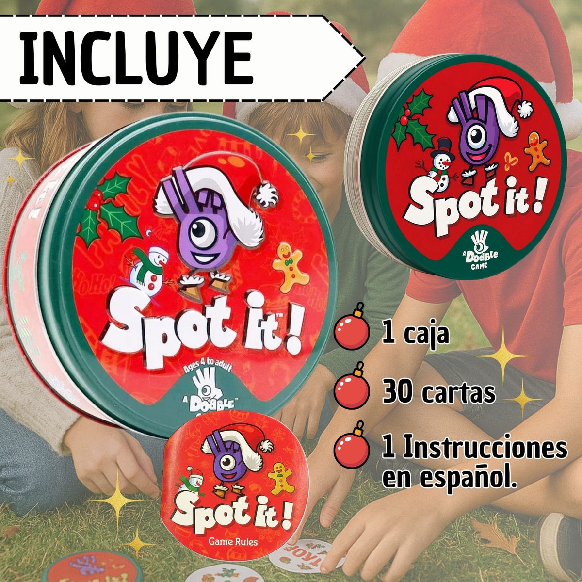 ASMODEE - Juego Spot It Edición Navidad Divertido Para Toda La Familia