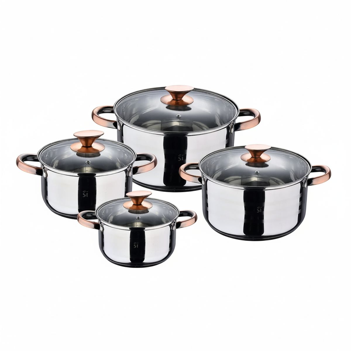 BERGNER - Bateria de cocina de 8 piezas de Acero Inoxidale Altea - San Ignacio