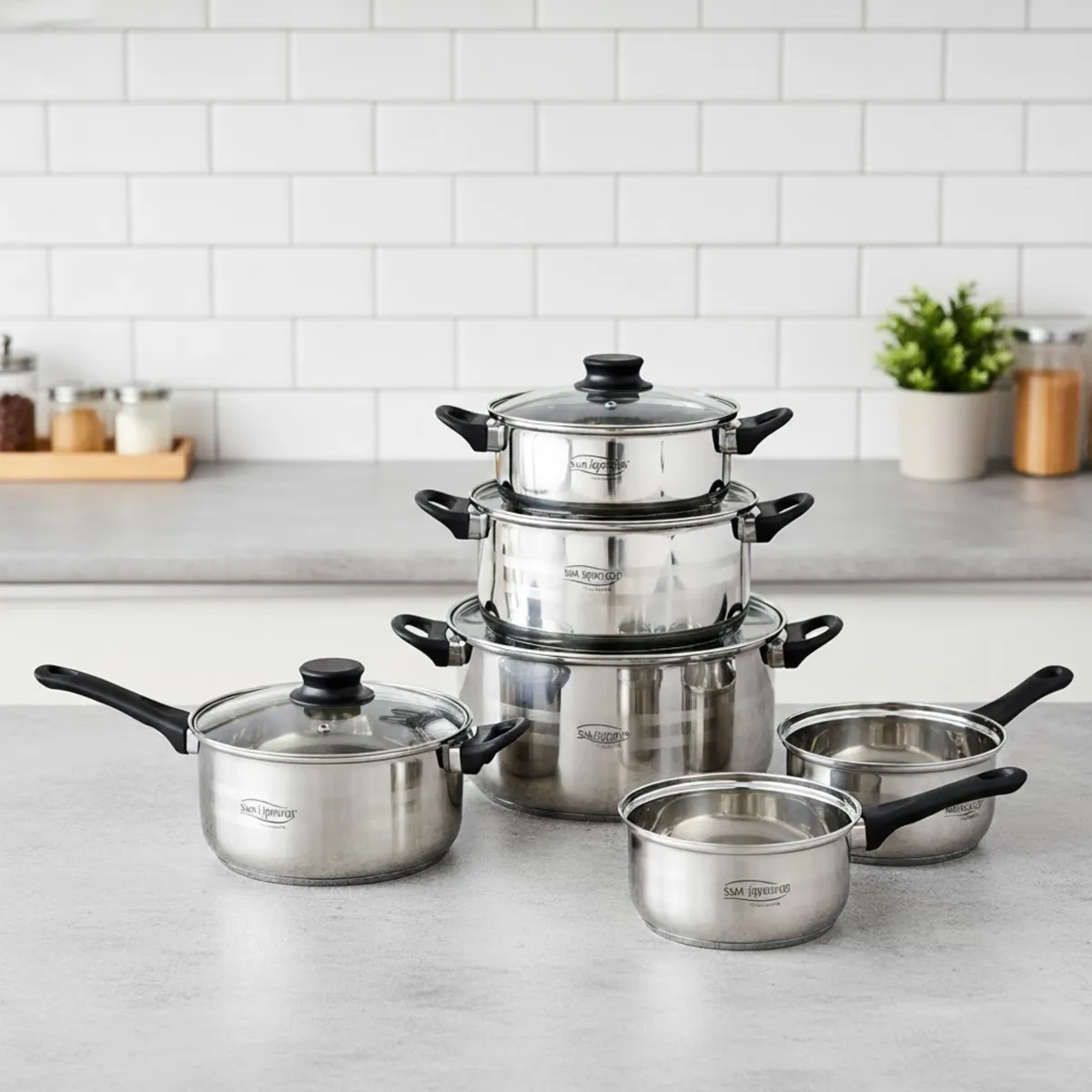 BERGNER - Batería de cocina San Ignacio de acero inoxidable 8 piezas - Toledo