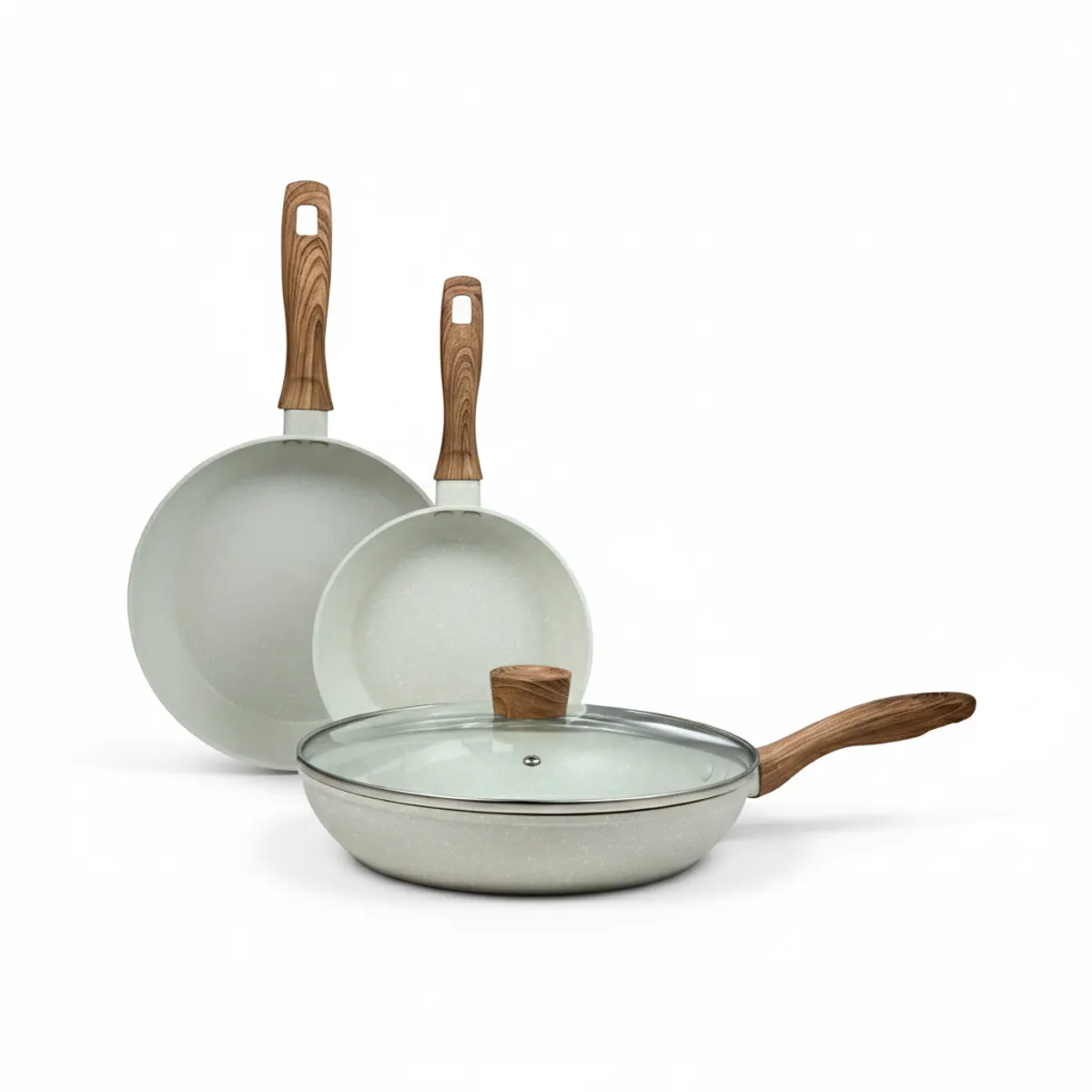 BERGNER - Set de Sartenes Vera San Ignacio 4 Piezas en Aluminio Forjado – Antiadherentes (18/22/26 cm + Tapa de Vidrio)