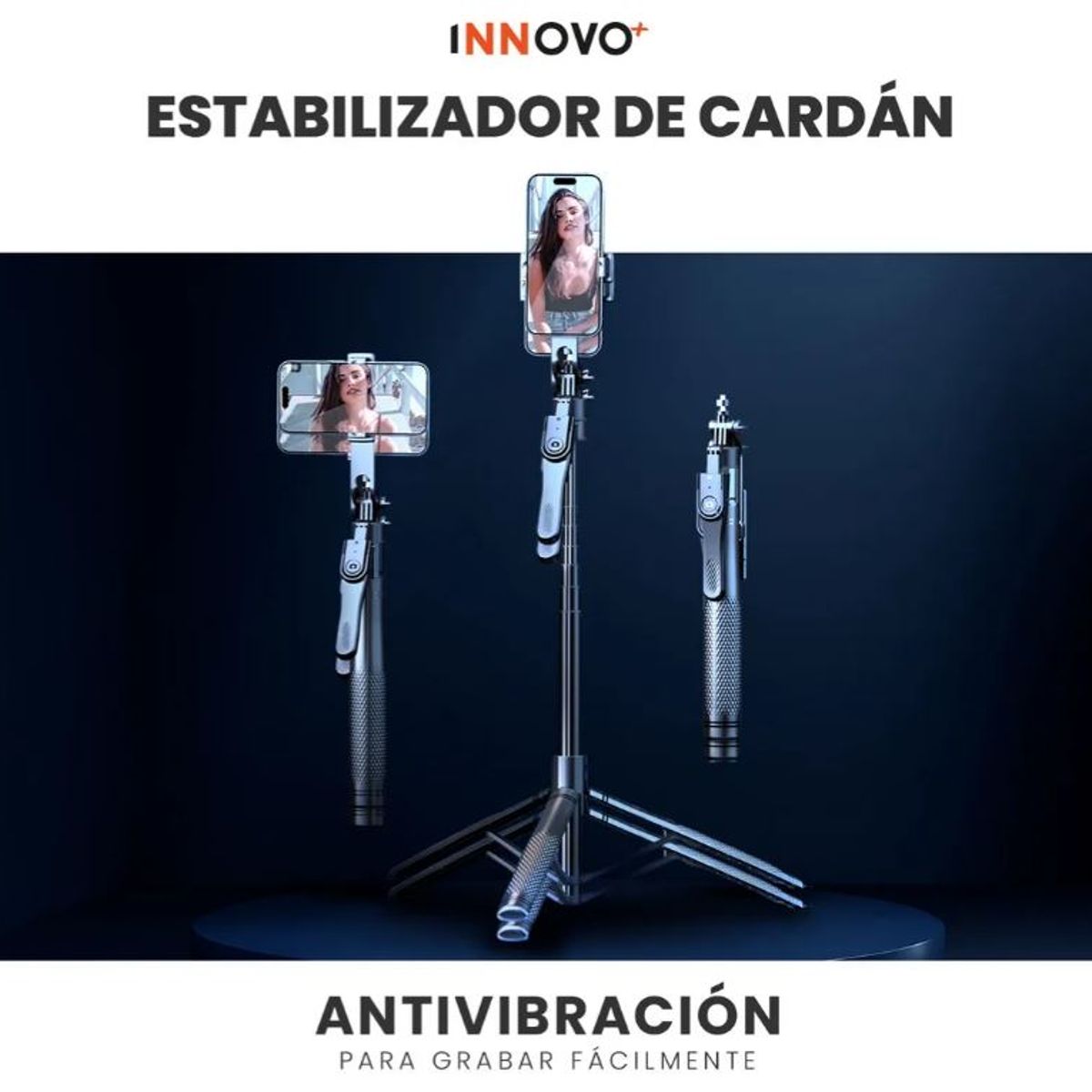 INNOVA - Trípode Estabilizador 4 Ejes K29 Con Control Bluetooth 360° Extensible 215 Cm