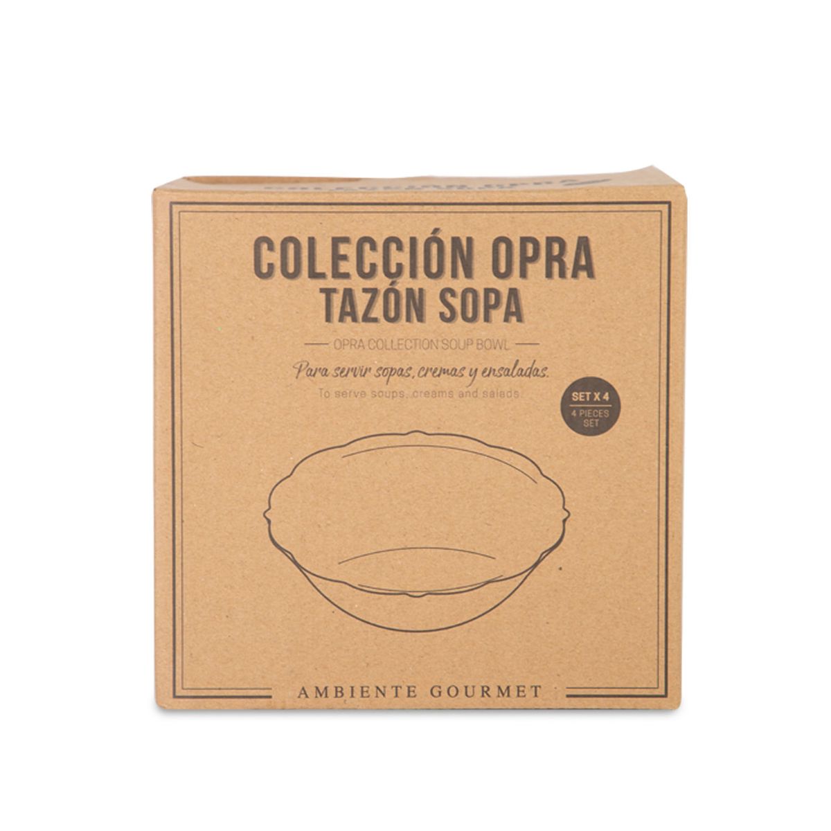 AMBIENTE GOURMET - Tazon sopa Opra 550ml set x4