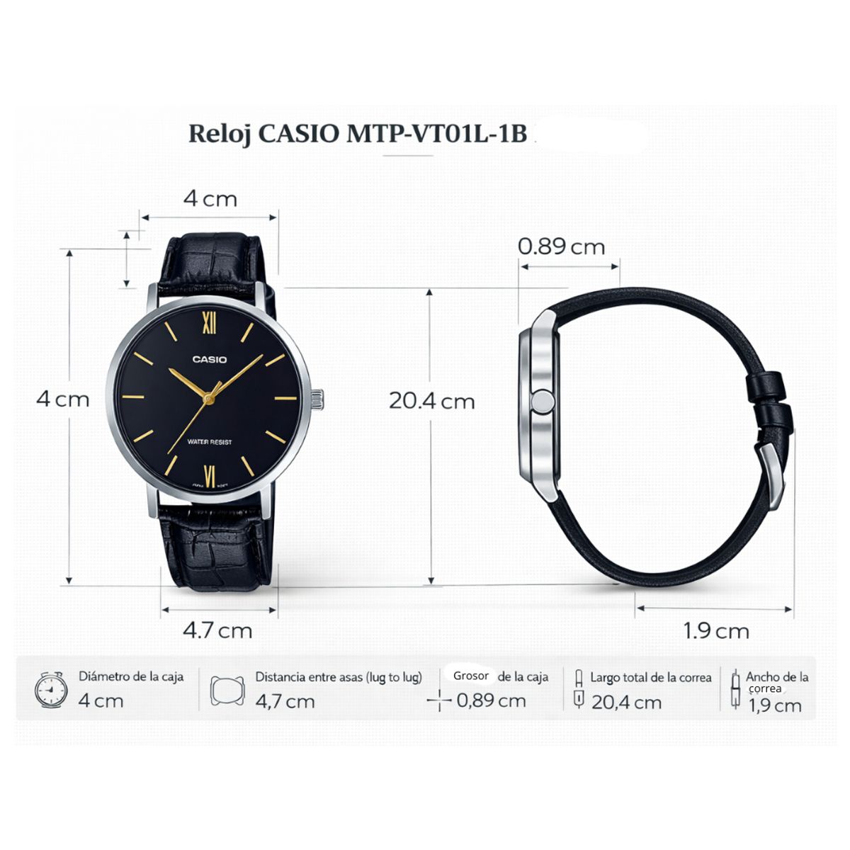 CASIO - Reloj Casio Para Hombre Elegante MTP-VT01L-1BUDF Minimalista Negro