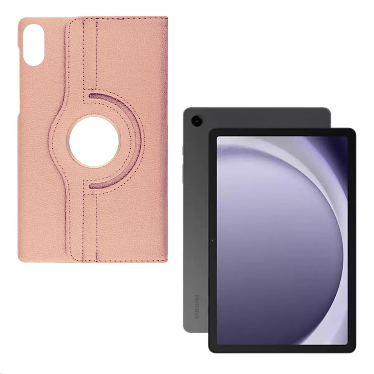 GENERICO - forro funda Estuche Giratorio 360 para honor pad x9 + vidrio rosa