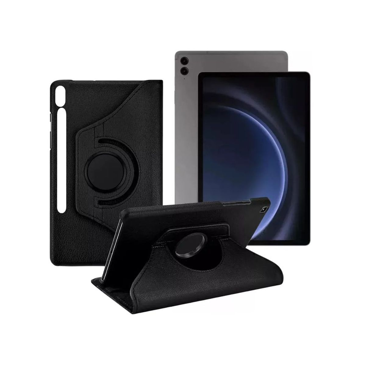 GENERICO - forro funda Estuche Giratorio 360 para honor pad x9 + vidrio negro
