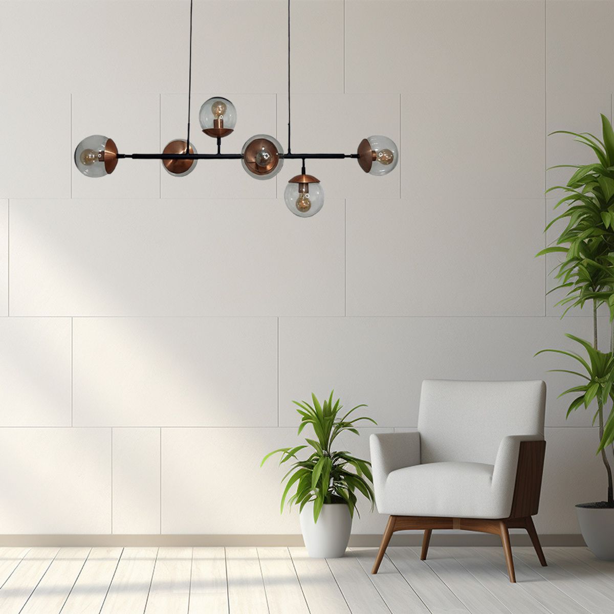 GENERICO - Lámpara Moderna de Techo Alice con 6 Cristales Flotantes