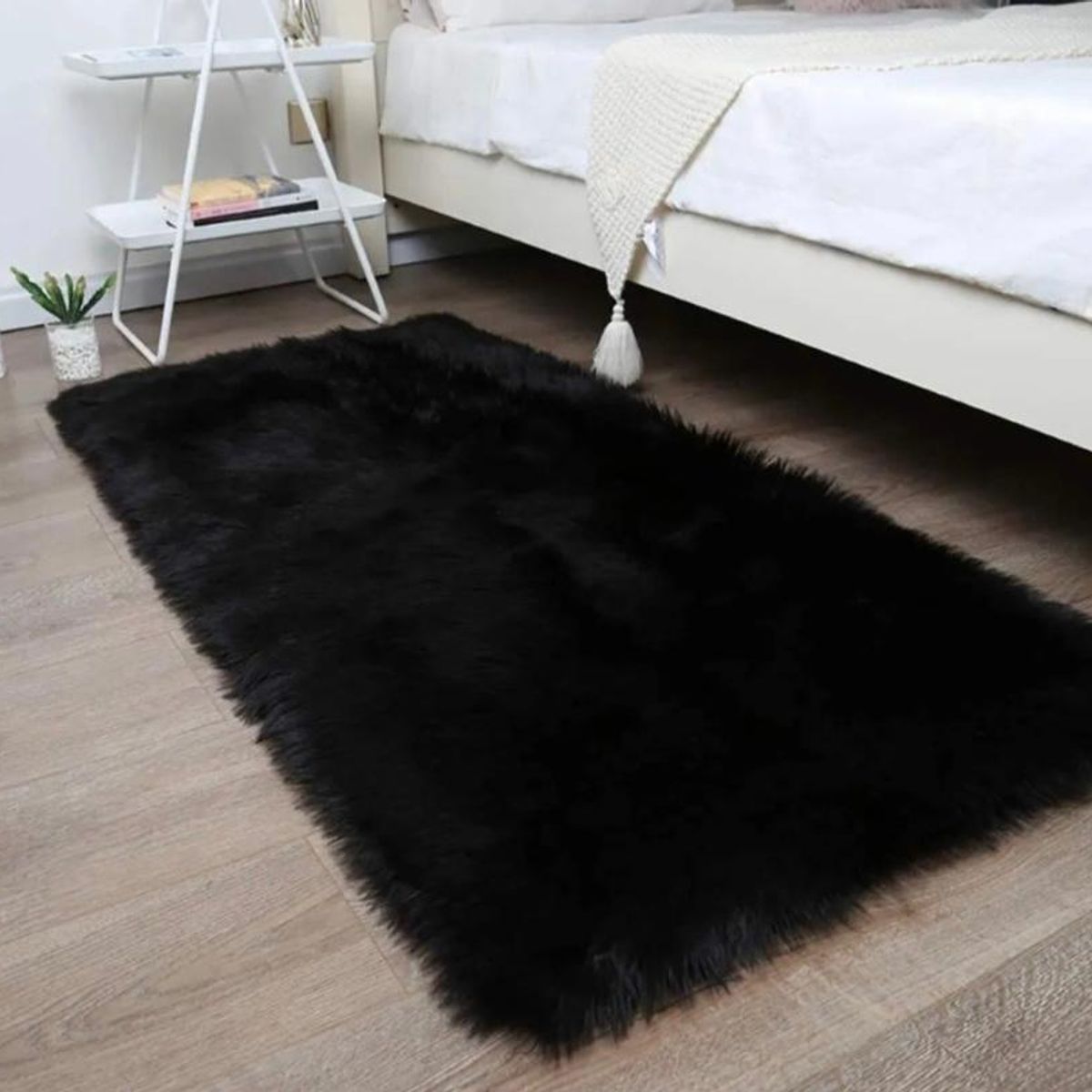 GENERICO - Alfombra Tapete Pie De Cama Peludo Antideslizante Hogar 150 X 60 cms