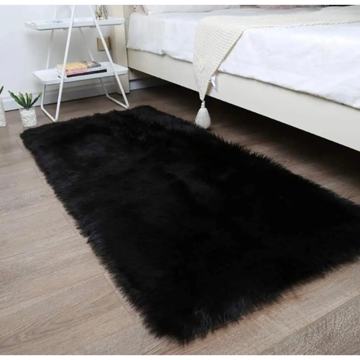 GENERICO - Alfombra Tapete Pie De Cama Peludo Antideslizante Hogar 150 X 60 cms