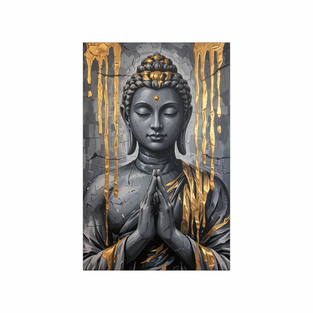 GENERICO - Lienzo Cuadro Espiritual Buda Dorado Moderno 93x60cm