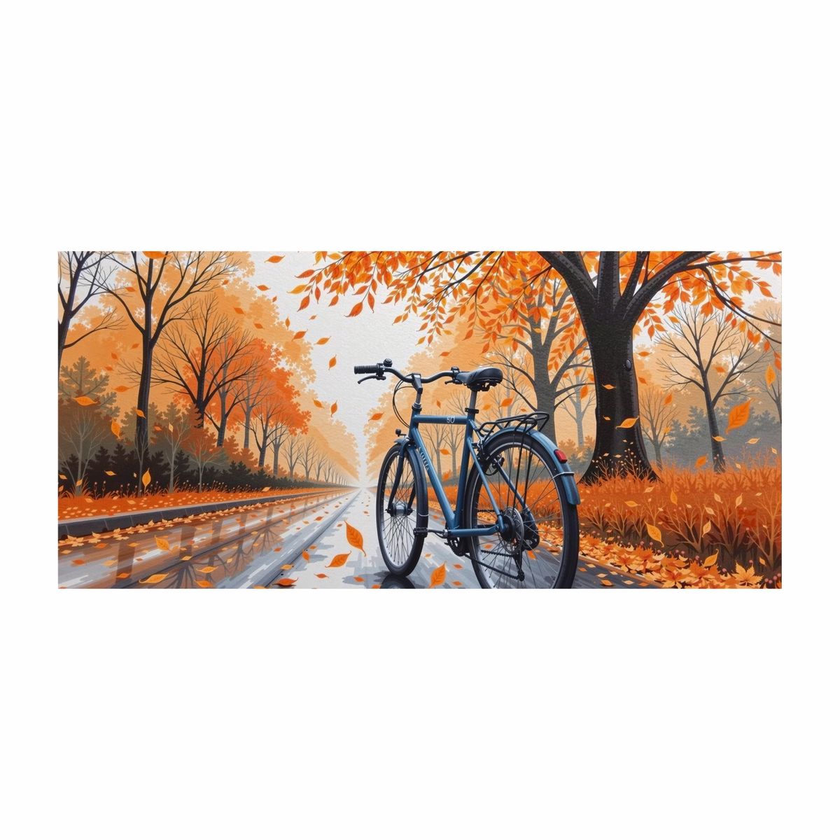 GENERICO - Lienzo Vintage Otoño en Bicicleta 118x55cm