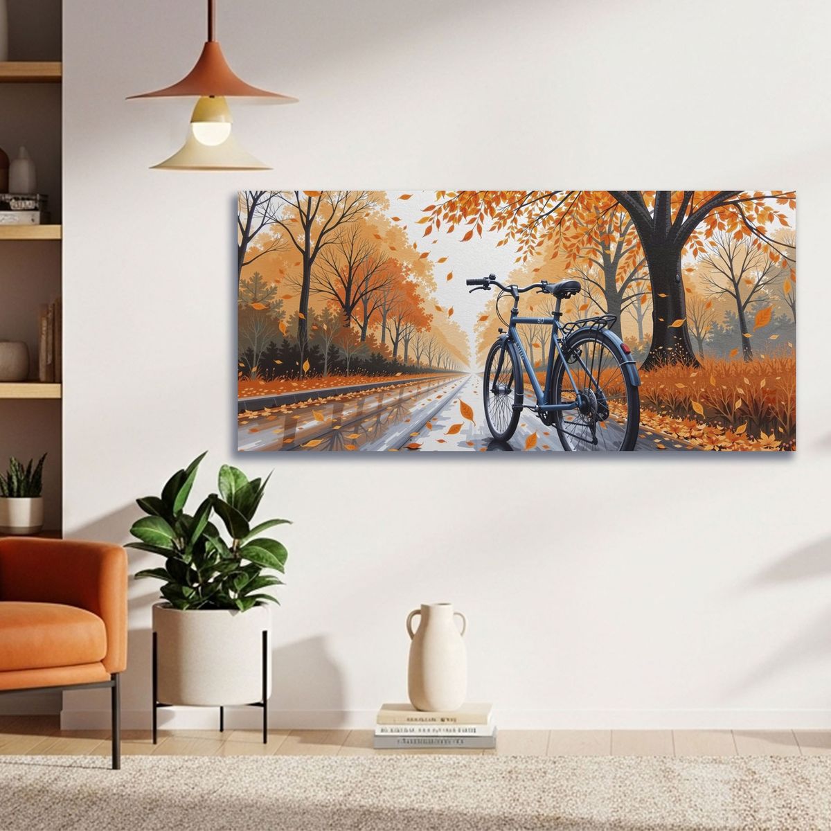 GENERICO - Lienzo Vintage Otoño en Bicicleta 118x55cm