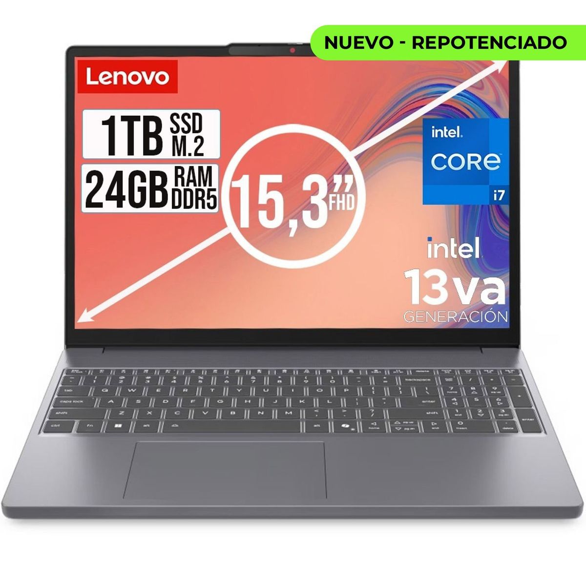 LENOVO - PORTATIL LENOVO SLIM INTEL CORE I7 13620H SSD 1TB RAM 24GB DDR5 15,3 WUXGA