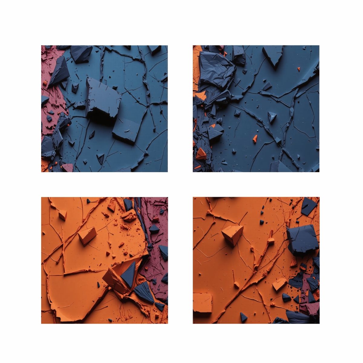 GENERICO - Lienzo Abstracto Minimalista Bicolor Set X4 de 34x34cm cu