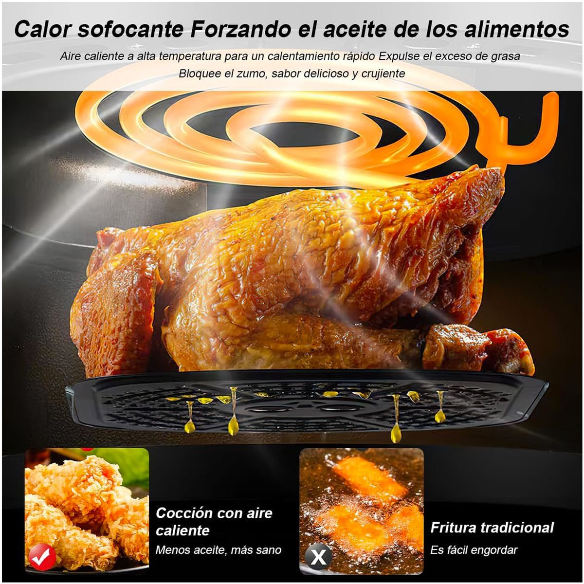 ONE PIXEL - Freidora De Aire Digital 10L Inteligente Pantalla LED Tactil
