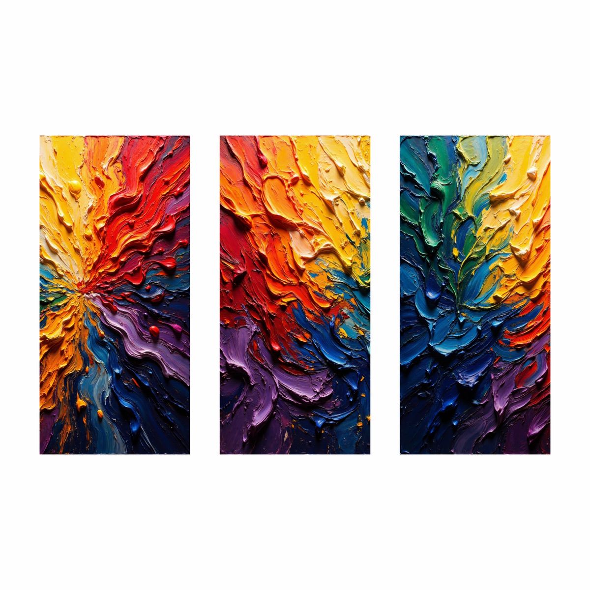 GENERICO - Lienzo Tríptico Universo Abstracto de Color X 3  72x34cm c/u